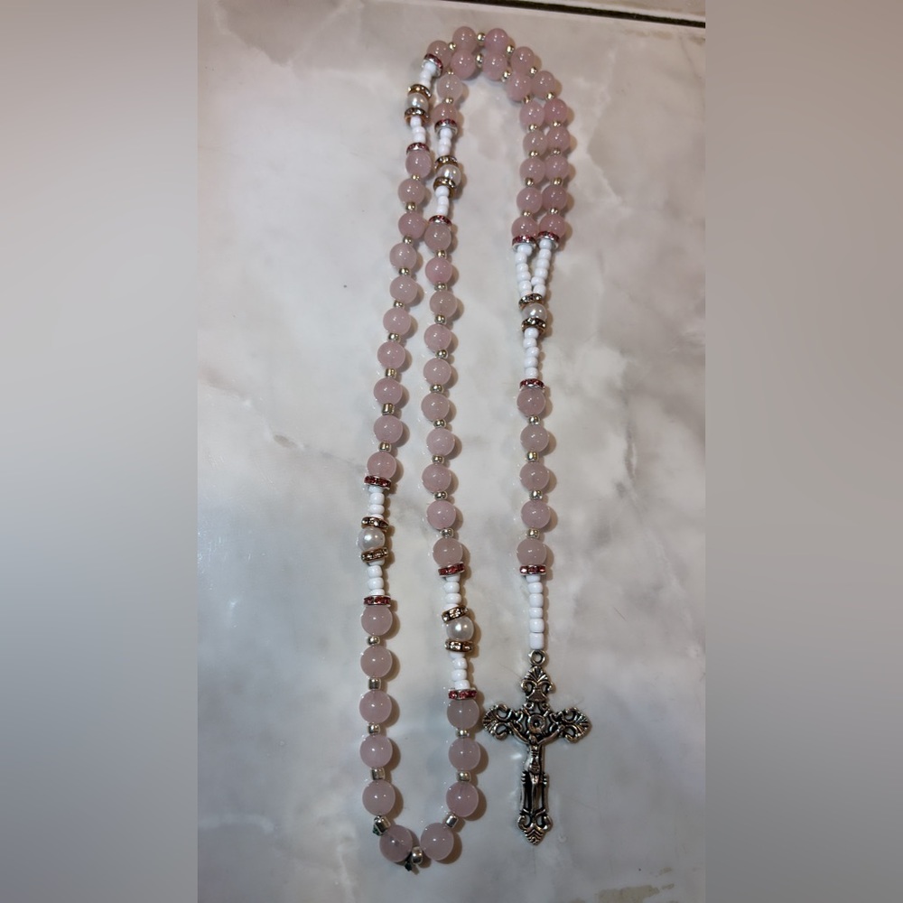 Handmade Rose Quartz Rosary/Rosario